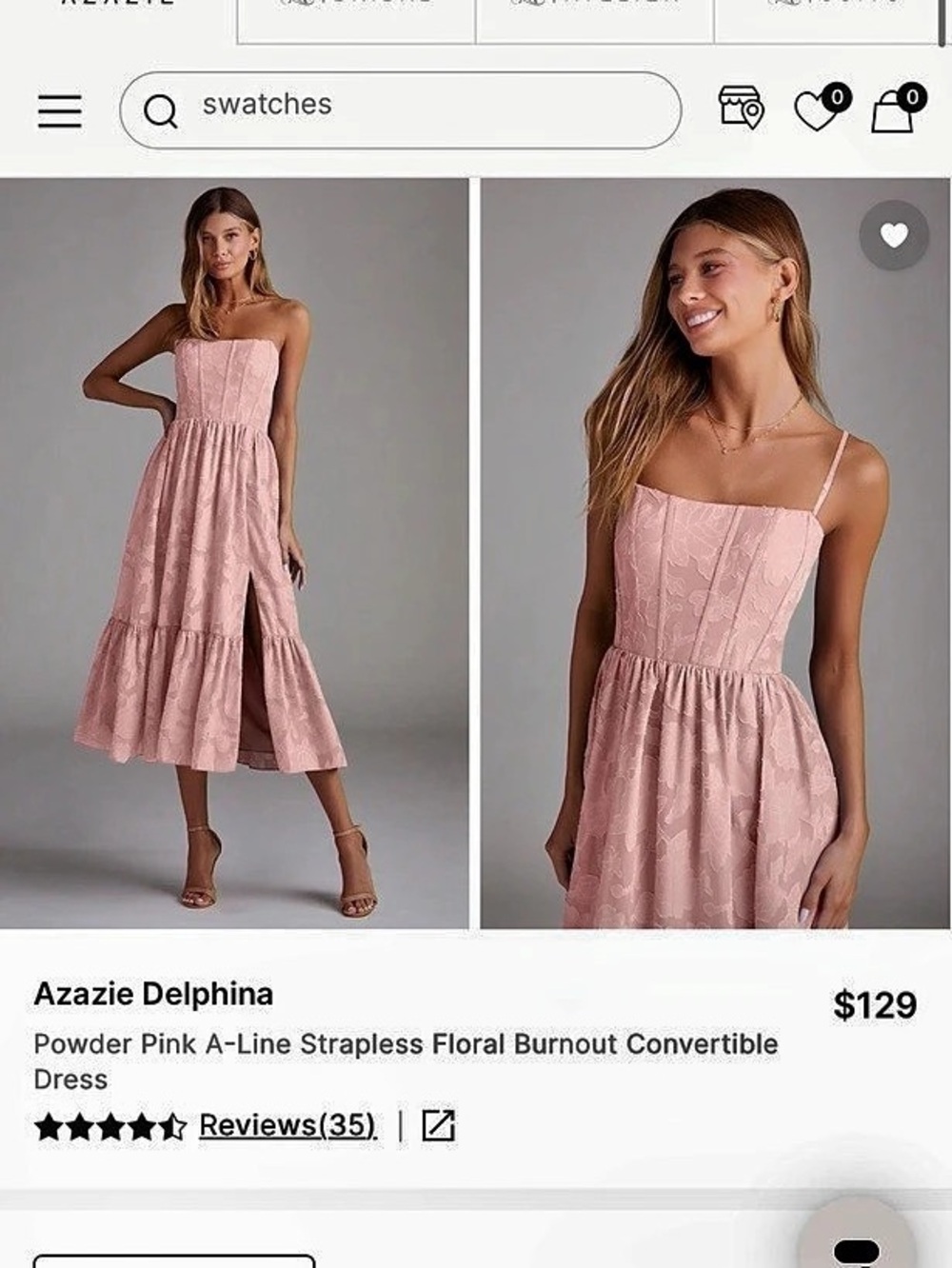 Azaie Delphina Pink Floral Midi Dress Like New